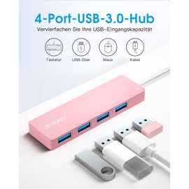 BYEASY USB Hub, 4 Port USB 3.1 Hub Type A Ultra Slim Extra Light Portable Data Hub, Data Hub for iMac Pro, MacBook Air, Mac Mini/Pro, Surface Pro, Notebook PC, Laptop, USB Flash Drives, Mobile HDD