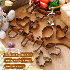 Reallnaive 12 Pcs Easter Cookie Cutters 12 Shapes Cookie Cutters for Easter Rabbit Egg Cross Shamrock Butterfly Flower Sheep Carrot Shape Cookie Cutter