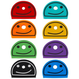 Uniclife - 24 fundas para llaves de 1 pulgada (1 pulgada), divertidos marcadores identificadores de llaves de cara sonriente, para llaves planas y delgadas estándar (no adecuadas para llaves de forma