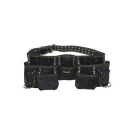 Masterforce 11 Pocket Carpenter s Tool Belt Roller Buckle Black Leather Utility Work Apron