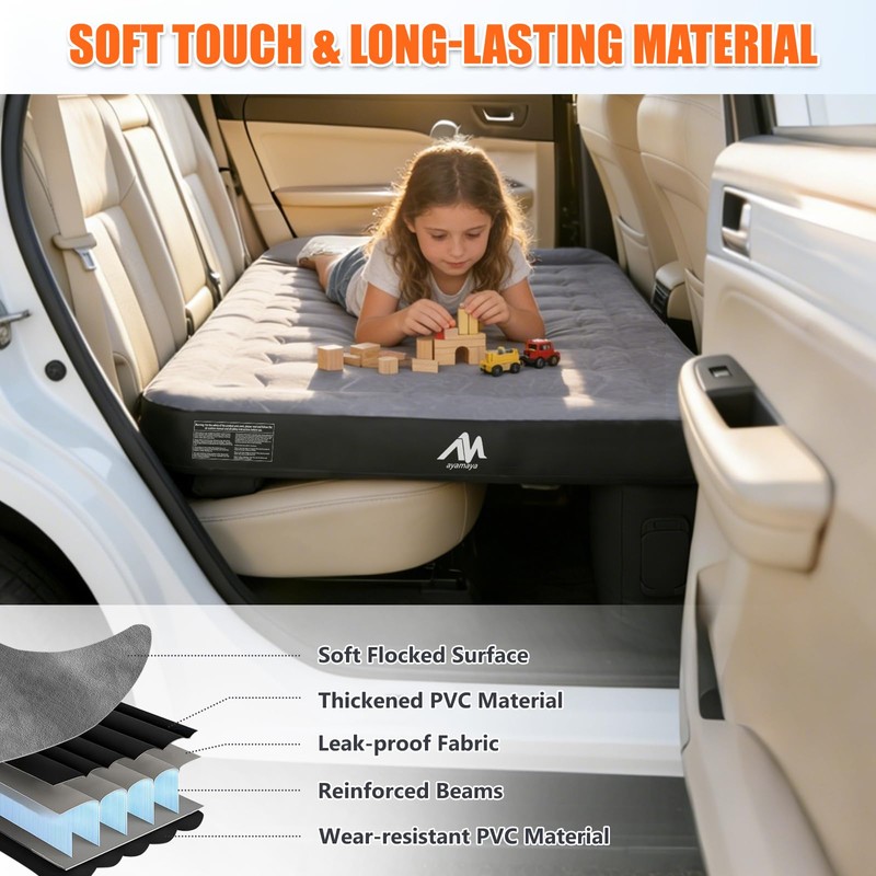 AYAMAYA Car Air Mattress Back Seat with Built-in Rechargeable Air