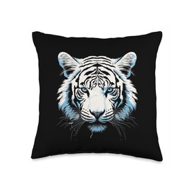 White Tiger Blue Eyes Wild Cat Animal Throw Pillow
