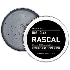 Rascal Nori Clay - Hair Styling Clay for Medium Shine & Strong Hold, Cruelty-Free, Paraben-Free, Made in USA, Ideal for All Hair Types, Made with Charcoal Powder, Aloe Leaf Juice, & Beeswax - 3.4 Oz