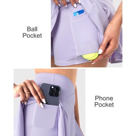 Women Tennis Golf Skirt with Pockets - High Waisted Crossover Golf Pleated Athletic Workout Dress Running Skort(AMZ70,Purple,S)