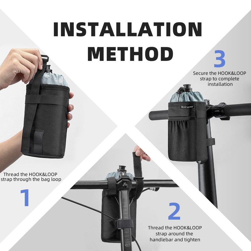 Kinoco Insulated Bike Cup Holder - Thermo Handlebar Bottle Holder,