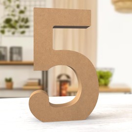 Aruatu 12 Inch Balsa Wooden Numbers Unfinished Wood Numbers for Wall Decor Decorative Standing Numbers Large Numbers for Wall Decoration for Craft Home Party Projects (5)