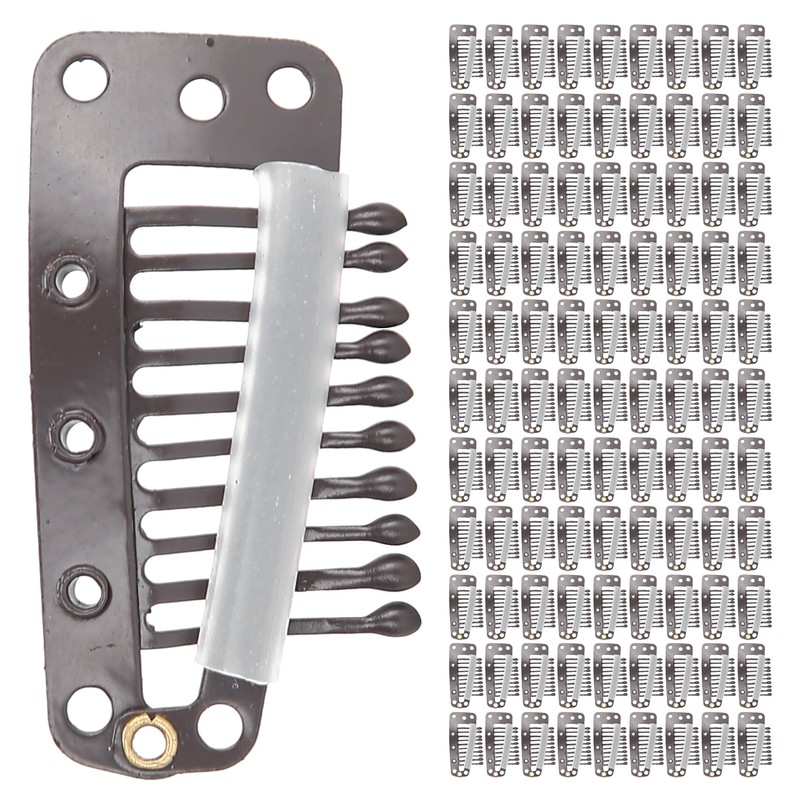 100pcs 10 Teeth Wig Clip Stainless Steel DIY Hairpiece Snap