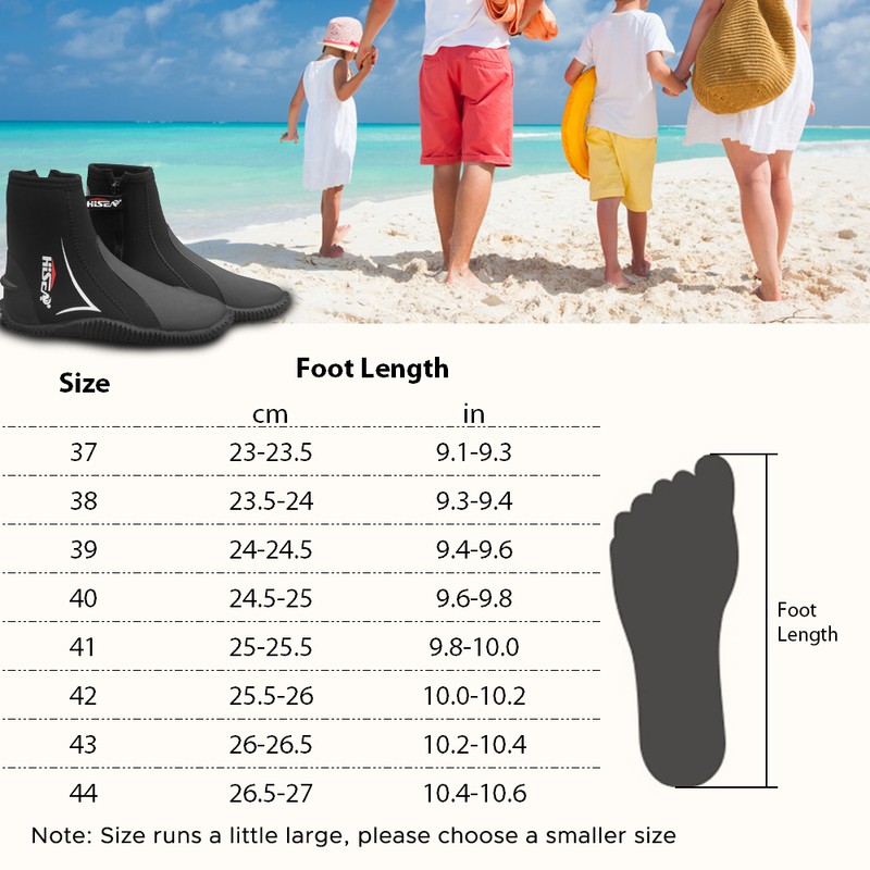 5mm Neoprene Dive Boots Wetsuit Boots with Side Zipper for