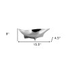 Homeroots 16" Silver Aluminum Oval Eye Shaped Centerpiece Bowl