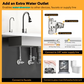 3/8" Brass Compression Angle Stop Valve, Water Line Splitter Connector Tee for Dishwasher, Commercial Sink Faucet, and Water Supply Line (Pack of 1)