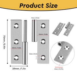 SWAWIS 4 x Door Hinges, Lifting Hinge 7.5 x 5 cm, Removable Hinge with 24 Screws, Door Hinge 304 Stainless Steel, Link Hinge for Interior and Exterior Doors, Industrial Cabinets, Furniture Industry
