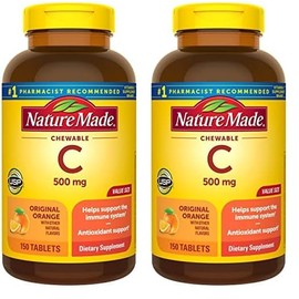Nature Made Chewable Vitamin C 500 mg, Dietary Supplement for Immune Support, 150 Tablets, 150 Day Supply (Pack of 2)