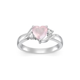 Shusukue Rose Quartz Ring 925 Sterling Silver Pink Quartz Promise Ring Heart Pink Crystal Ring Rose Quartz Jewelry Gifts for Women Size 6