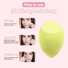 AmiCera Makeup Sponge, Beauty Blender 4 Pack Latex Free Beauty Makeup Powder Puff Blending Blender Foundation Concealer for Liquid, Powders, Creams, with 1 Sponge Holder Case, Yellow