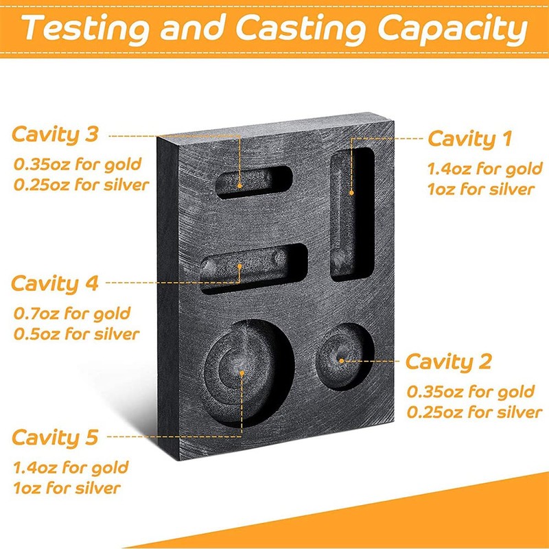 Crucible Graphite Square Melting Casting Refining Ingot Mould Gold Silver