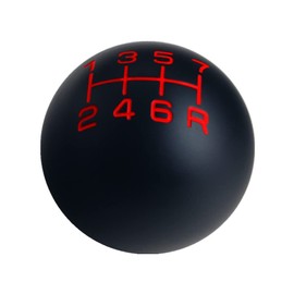 DEWHEL Aluminum Black/Red Vintage Manual Shift Knob 7 Speed with Adapter Compatible with Thrustmaster TH8A Shifter