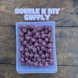 15mm Printed Silicone Beads - 10pc:_Pink Leopard