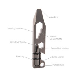 EDC Gear Titanium Pry Bar Multitool Keychain Pocket Screwdriver Mini Bar(Gray)