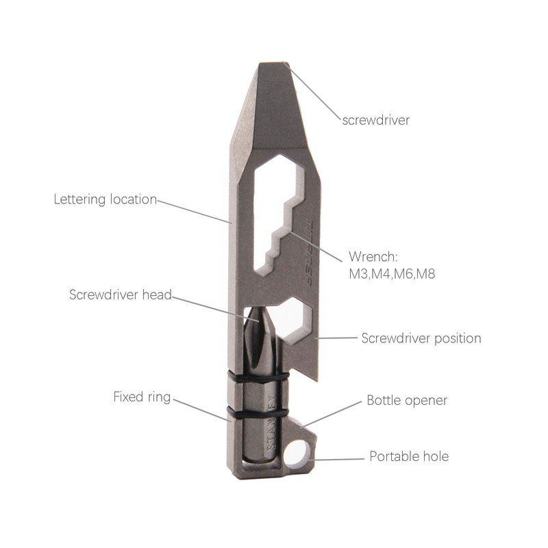 EDC Gear Titanium Pry Bar Multitool Keychain Pocket Screwdriver Mini
