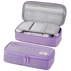 Horizontal Writing Pencil Bag - Large Pencil Case, Pencil Pouch with Zipper Compartment, Aesthetic Pencil Case for Adult, Office Stationery Pouch Pen Case, purple, Modern