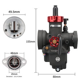 NIBBI Carburetor PE26mm 26mm Carburetor fit Flange Motorcycle Engine with Carb Jets - For Dirt Pit Bike Mini Bike Motocross CG175/200/250