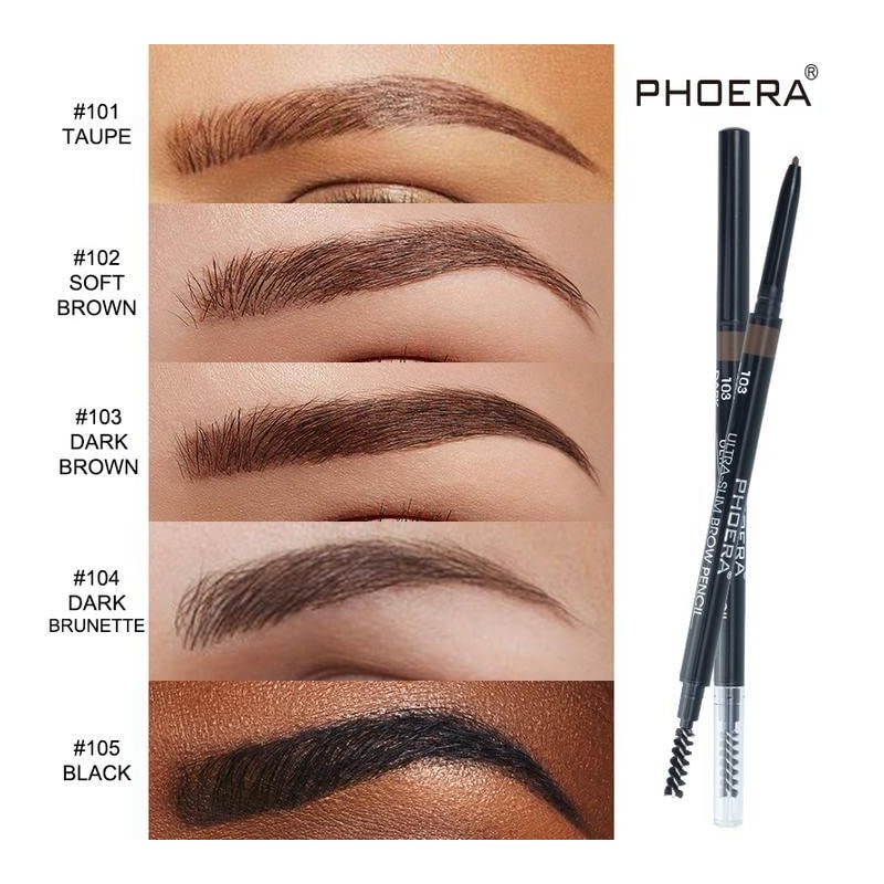 PHOERA Ultra Slim Eyebrow Liner Pencil With Brow Brush AQUAPURITY