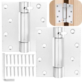 2 Pcs Self Closing Door Hinges, 4 Inch Auto Closing Spring Hinges with Adjustable Tension, Self Closing Door Hinge Spring Loaded Hinges for Home Interior, Exterior Doors and Commercial Use