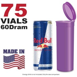 W Gallery 75 Grape Vials - 60 DRAM Pop Top Bottle - Smell Proof Containers