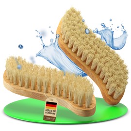 FEINHOLZ® Set of 2 Scrubbing Brushes with Natural Bristles Soft Plastic-Free Made in Germany Carpet Brush, Root Brush, Scrubber Brush, Soft Brush, Cleaning Brush, Natural Bristles