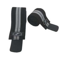 Vendas para Rodilla, Knee Wraps, Rodilleras Ajustables para Prevención de Lesiones, Levantamiento de Pesas (Negro Con Gris, 1.6 Metros)