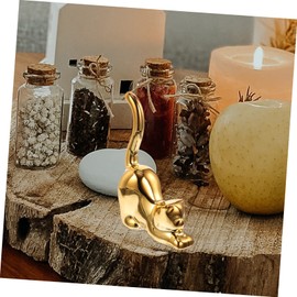 GRIRIW 2pcs Cute Cat Figurines Ceramic Animal Statues for Home Decor Stylish Desktop Cat Decor for Living Room Shelves and Tabletop Unique Art Design Compact and Decorative