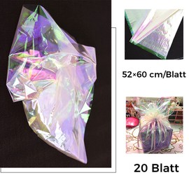 GoldRock 20 Sheets Cellophane Wrap, Transparent Transparent Transparent Paper Rainbow Wrapping Paper Roll Christmas, Foil Cellophane Film for Wedding, Bouquet, Gift, Candy Package