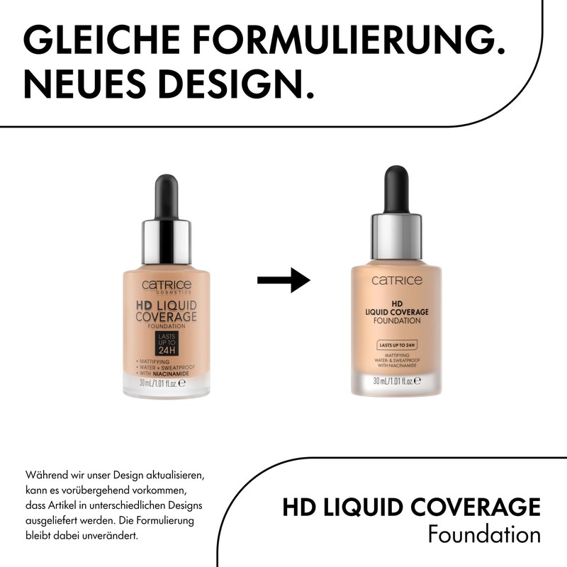 Catrice HD Liquid Coverage Foundation, No. 080, Nude, Long-Lasting, Matte,