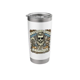 Funny Bearded Inked Dad Papa Daddy Husband With Beard Stainless Steel Insulated Tumbler