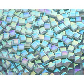 CHICSHIS 330pcs Crystal White Iridescent Mosaic Tiles, 0.4” Mini Square Glass Tiles for Mosaic Craft, Smooth Edge Glass Pieces for Mosaic Making Supplies, Great for Creative Stained Glass Project
