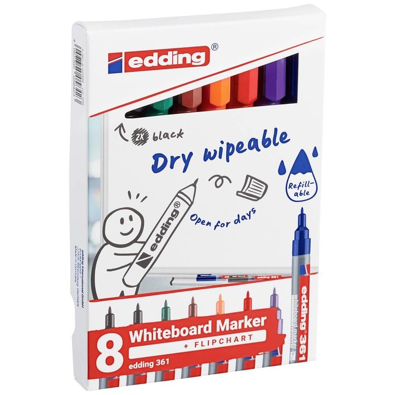 edding 361 whiteboard marker set - multi-coloured - 8 whiteboard