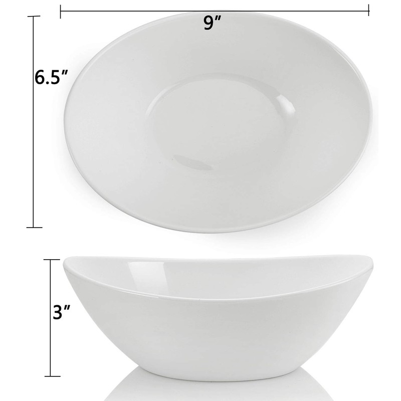 Lawei 4 Pack 9" Porcelain Serving Bowls, 36 Oz Oval