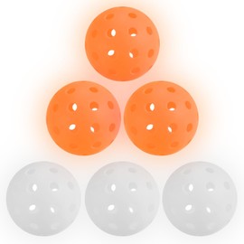 PATIKIL Luminous Pickleball Balls, 40 Holes Glow in the Dark Pickleball 3 Pack Outdoor Pickleball Balls with Mesh Bag for Indoor and Outdoor Sport, Orange