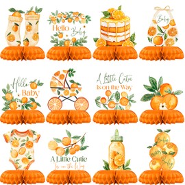A Little Cutie Baby Shower Table Centerpieces – 12PCS Orange Citrus Baby Decorations for Girl or Boy, Hello Baby Gender Neutral Fruit Baby Shower Decor