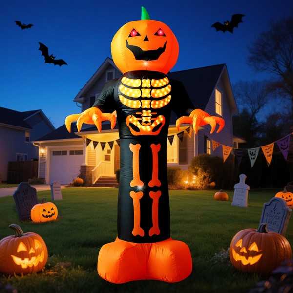 HFO 8 FT Halloween Inflatables Outdoor Decoration Pumpkin Reaper Ghost