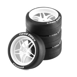 Chanmoo 1/10 RC Drift Tires and Hard Plastic Wheels Rims Rally Racing Tyres 12mm Hex for 1:10 Scale On Road Touring Street Car Tamiya Traxxas HPI KYOSHO XV02 XV01 TT01 TT02 PTG2 A959 4PCS (C White)