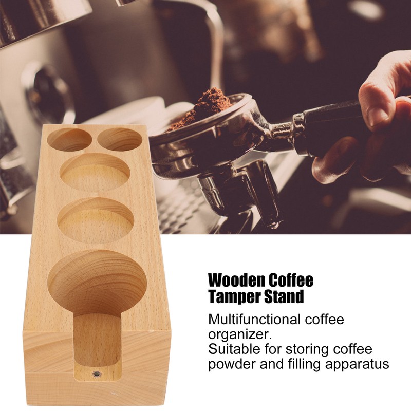 Coffee Tamper Base Multifunction Beech Coffee Distributor Tamping Station Accessories