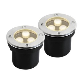 Lámpara Empotrado para Piso Jardín Exterior para Terraza (Blanca Calida) Luces LED de Paisaje Iluminación de Paisaje para Jardín, Patio, Entrada, Cubierta, Luces Impermeables IP67 3W 110V-220V (2)