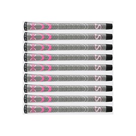 SuperStroke Cross Comfort Golf Club Grip, Gray/Pink (Undersize) | Soft & Tacky Polyurethane That Boosts Traction | X-Style Surface & Non-Slip | Swing Faster & Square The Clubface More Naturally (RSS198)