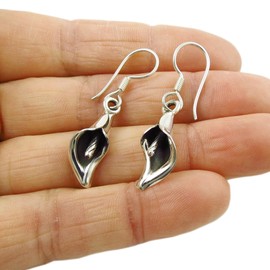 Long Calla Lily Flower 925 Sterling Silver Dangling Drop Earrings for Women
