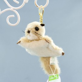 Flying Squirrel Keychain Beige