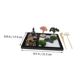 Generic 1set Zen Garden Decoration Kit Miniature Chinese Zen Tray for Meditation Relaxation Elegant Desktop Artware for Home Office for Mindfulness