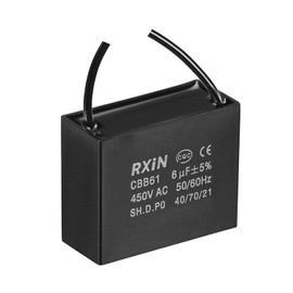 YOKIVE Ceiling Fan Capacitor CBB61, Metallized Polypropylene Film Capacitor Great for Fans Pumps Motors Running (6uF 450V AC 2 Wires 50/60Hz)