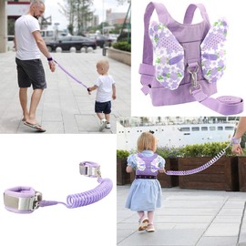 XFLYP Children's Safety Lead, 3-in-1 Children's Lead with Anti-Lost Belt, Wrist Link, Safety Harness for Children and Toddlers with Butterfly Wings for Walking 1-6 Years (Purple)
