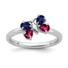 Solid 925 Sterling Silver Stackable Cr Ruby and Cr Sapphire